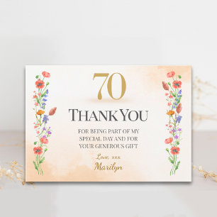 Agradecimiento de 70 cumpleaños con flores silvest