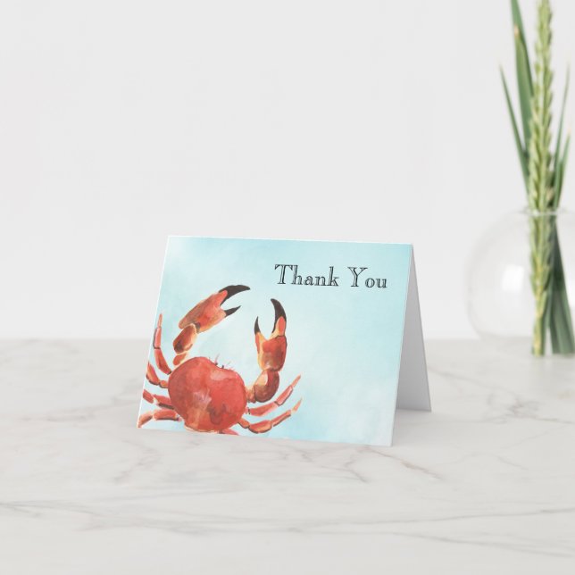 Agradecimiento de Acuarela de Cangrejo de Mariscos (Anverso)
