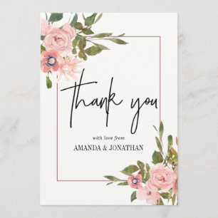 Agradecimiento de acuarela floral Beige y Rosa Dor