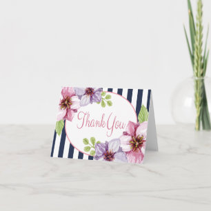 Agradecimiento de Acuarela Floral Púrpura Rayas Az