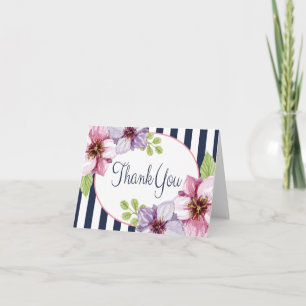 Agradecimiento de Acuarela Floral Púrpura Rayas Az