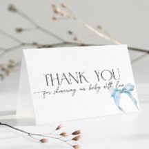 Agradecimiento de Baby Shower Blue Bow Dusty Baby
