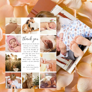 Agradecimiento de baby shower con collage de fotos