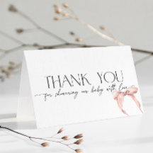 Agradecimiento de Baby Shower Coquette Blush con L