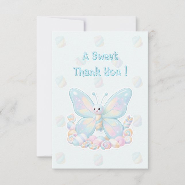 Agradecimiento de Baby Shower de Algodón de Azúcar (Anverso)