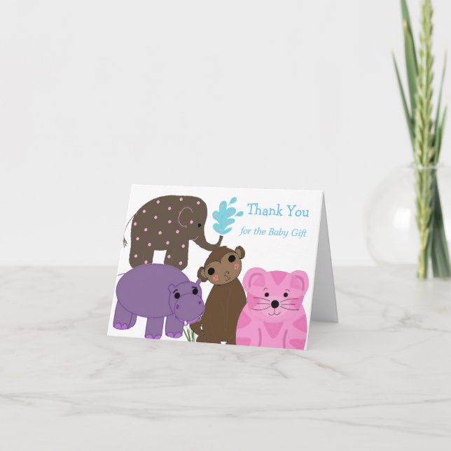Agradecimiento de Baby Shower de Animales del Zool (Anverso)