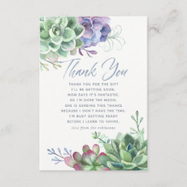 Agradecimiento de Baby Shower de Cactus Suculentas