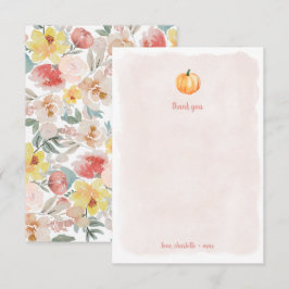 Agradecimiento de baby shower de calabaza acuarela