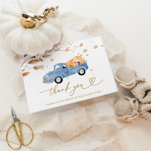 Agradecimiento de Baby Shower de Niño Camioneta Az
