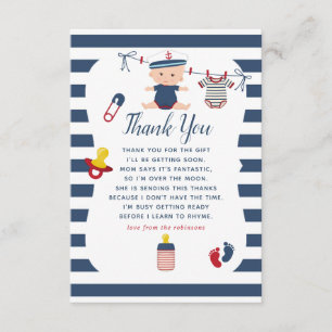 Agradecimiento de Baby Shower de Niño Náutico
