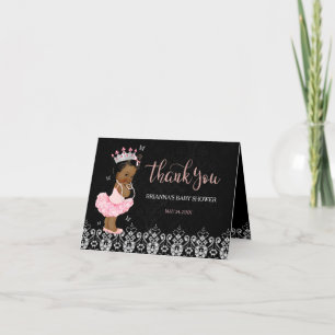 Agradecimiento de baby shower de princesa afroamer