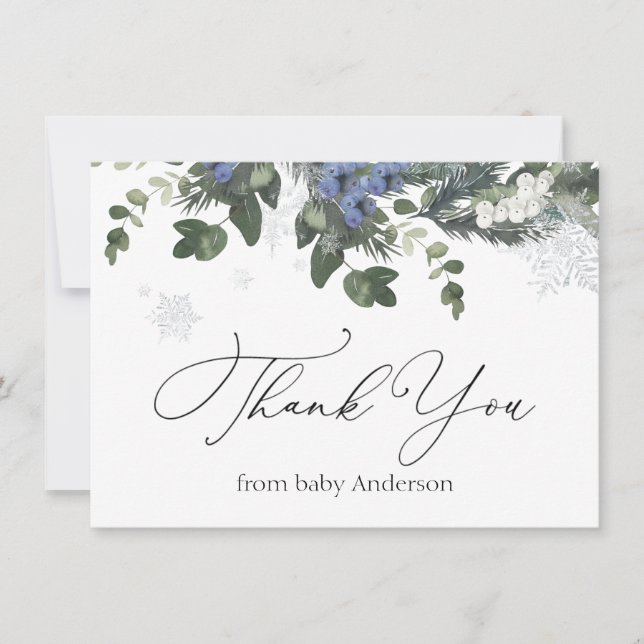 Agradecimiento de Baby Shower de Siempre Verde Azu (Anverso)