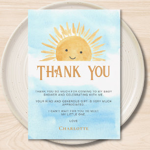Agradecimiento de Baby Shower de Sol y Nubes