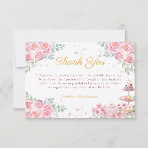 Agradecimiento de Baby Shower de Té Floral Rosa