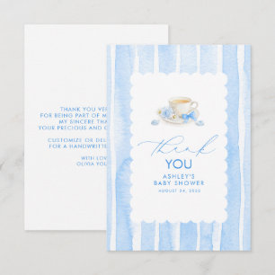 Agradecimiento de baby shower de tema de té azul l