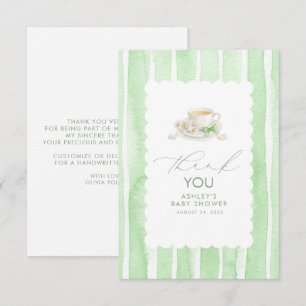 Agradecimiento de baby shower de tema de té neutra