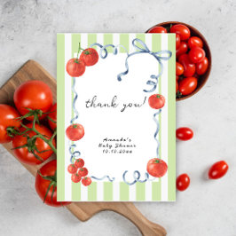 Agradecimiento de baby shower de tomate acuarela