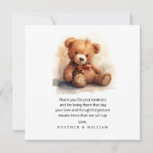 Agradecimiento de Baby Shower del Oso de Peluche N