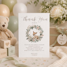 Agradecimiento de Baby Shower Elegante del Bosque