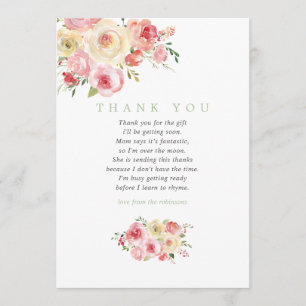 Agradecimiento de baby shower floral Blush y Sage