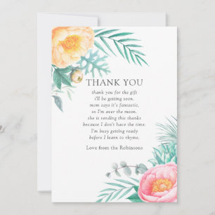 Agradecimiento de Baby Shower Floral de Menta Trop