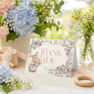 Agradecimiento de Baby Shower Floral Sweet Little 