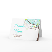 Agradecimiento de Baby Shower Floral Verde y Azul