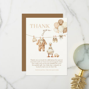 Agradecimiento de Baby Shower Warm Beige Goose