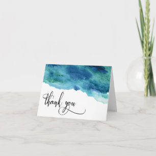Agradecimiento de Boda Acuarela Azul Verde Aqua 1