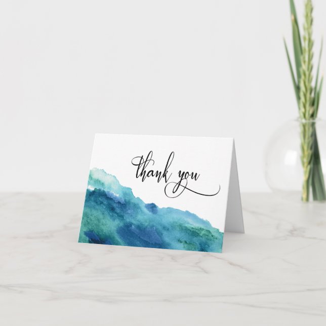 Agradecimiento de Boda Acuarela Azul Verde Aqua 2 (Anverso)