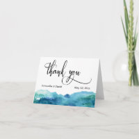 Agradecimiento de Boda Acuarela Azul Verde Aqua 3