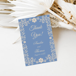 Agradecimiento de boda azul polvo caprichoso