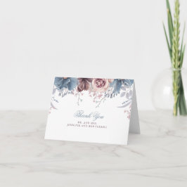 Agradecimiento de boda azul polvoriento y malva