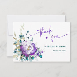 Agradecimiento de Boda Azul Verdoso y Púrpura