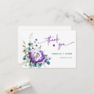 Agradecimiento de Boda Azul Verdoso y Púrpura