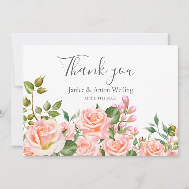 Agradecimiento de Boda Botánico Rosa Rubor (Anverso)