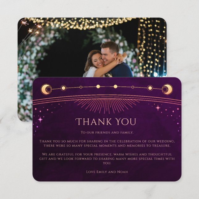 Agradecimiento de Boda Celestial Plum Rainbow (Anverso / Reverso)