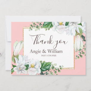 Agradecimiento de Boda con Acuarela Magnolia Rubor