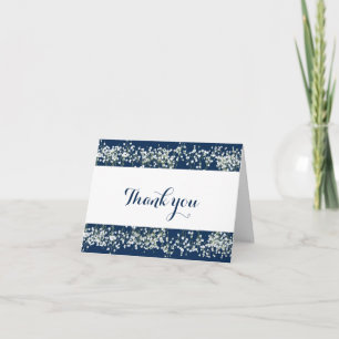 Agradecimiento de boda con aliento de bebé azul y 