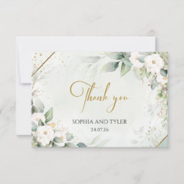 Agradecimiento de boda con eucalipto y rosas blanc