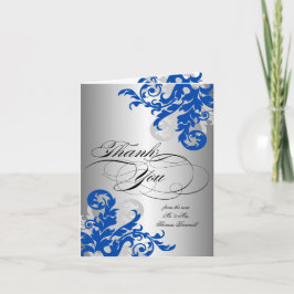 Agradecimiento de Boda con Floritura Azul Real y P