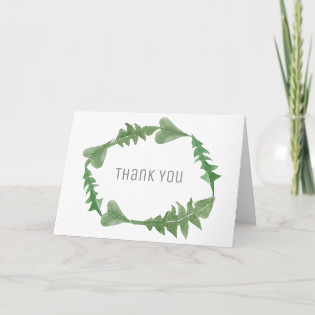 Agradecimiento de boda con follaje de acuarela ver (Anverso)