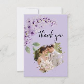 Agradecimiento de Boda con Foto de Acuarela Floral