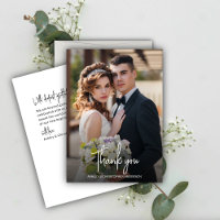 Agradecimiento de boda con foto elegante y señoria