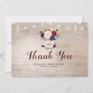 Agradecimiento de boda con frasco de flores rústic