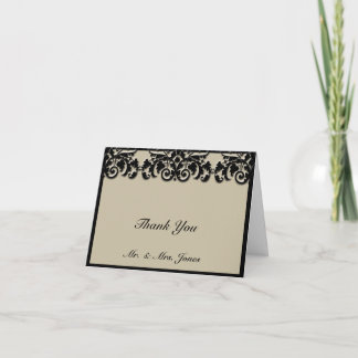 Agradecimiento de Boda con Relieve Floral en Negro