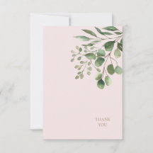 Agradecimiento de boda con texto dorado Foliage Bl