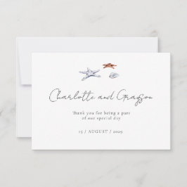 Agradecimiento de Boda Costera con Acuarela de Oce