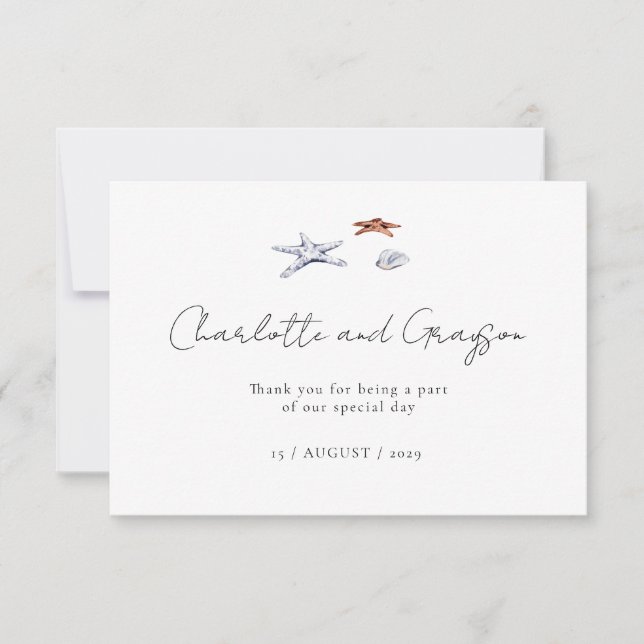 Agradecimiento de Boda Costera con Acuarela en Oce (Anverso)