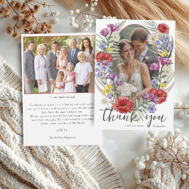 Agradecimiento de boda de acuarela de flores silve